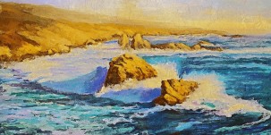 Картина летен пейзаж "Лъчи над водата" - морски вълни