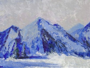 Картина зимен пейзаж "На високо"