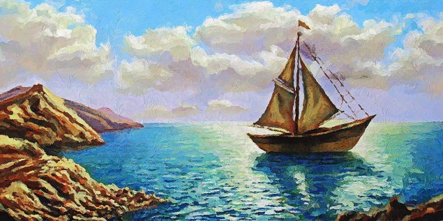 Картина морски пейзаж "Ветроходна лодка"