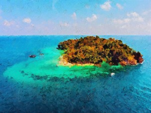 Kартина морски пейзаж островът