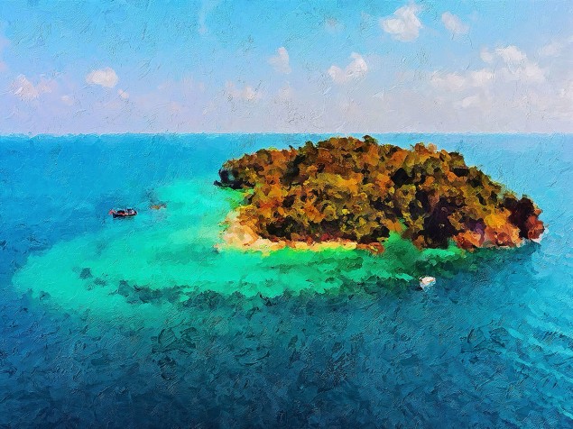 Kартина морски пейзаж островът