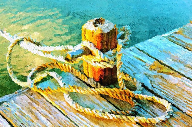 Картина живопис стойка на кея